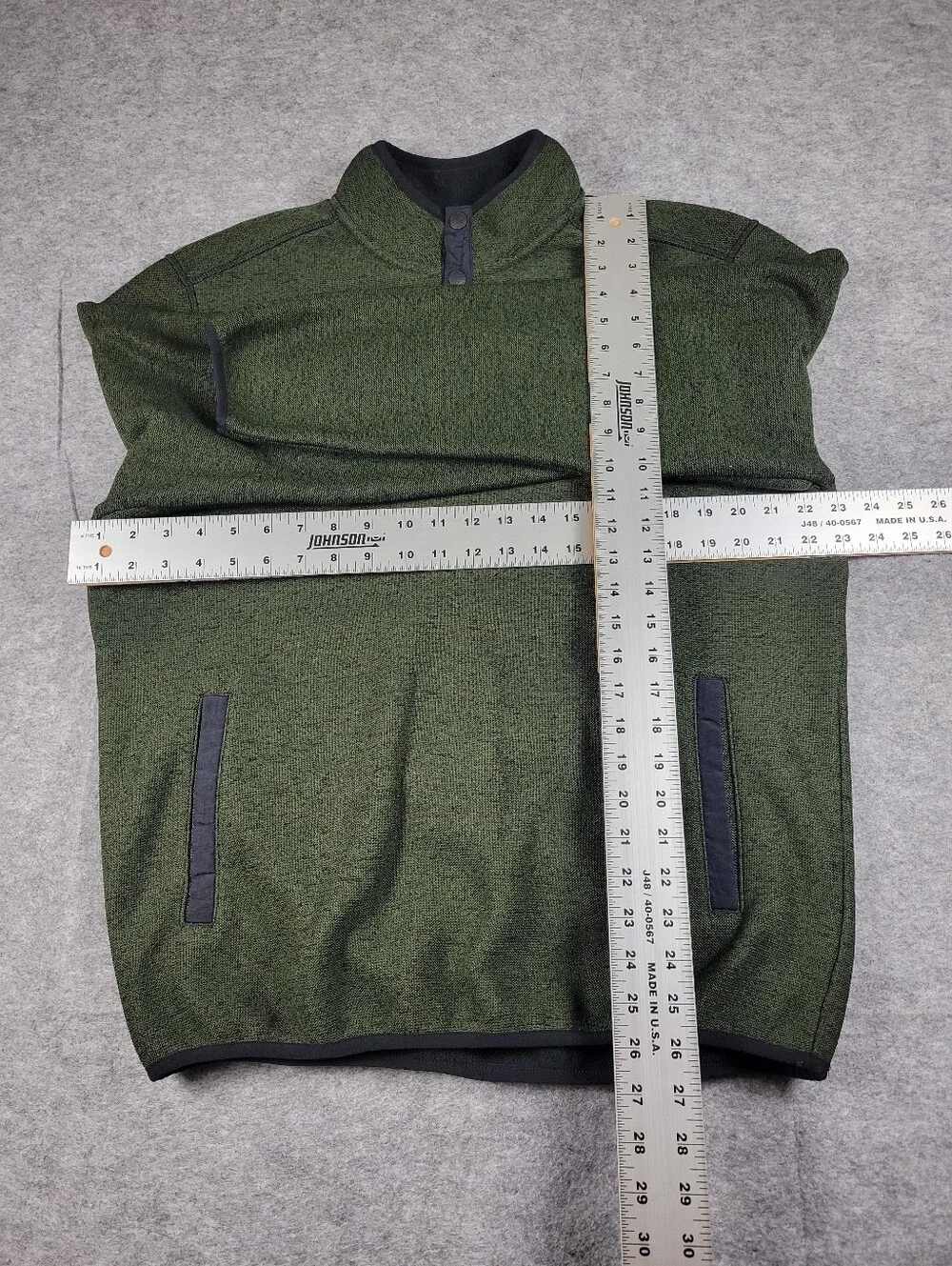 Eddie Bauer Knit Fleece Green Outdoor Quarter Zip Sweater w/ Pocket Men Size Med